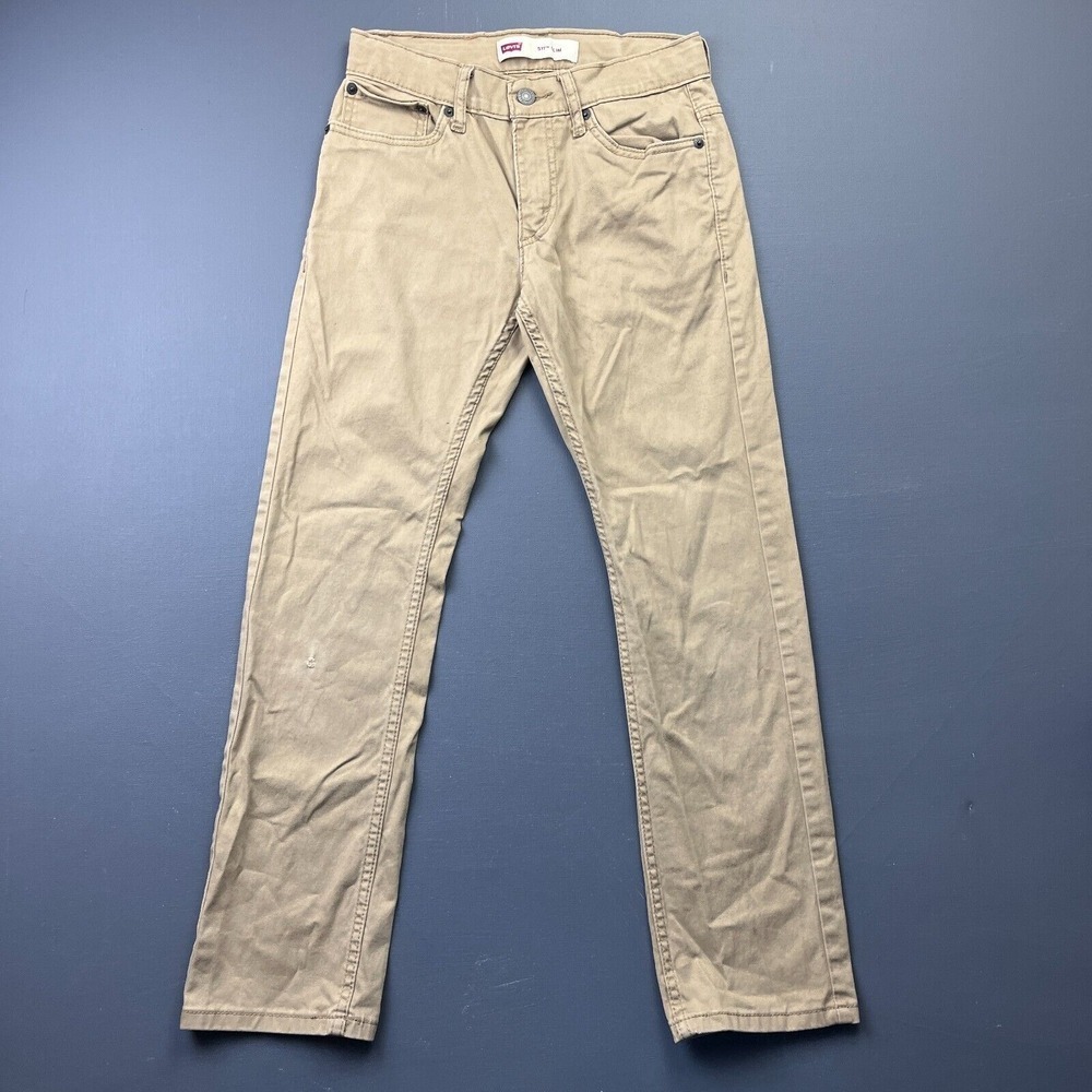 Levi's 511 12 Slim Fit Jeans Boys 26x26 Khaki Beige Tan Cotton Casual Skatef Y2K